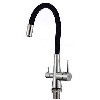 Смеситель для кухни с подключением фильтра воды Fmark FS1062-A01, хром/черный