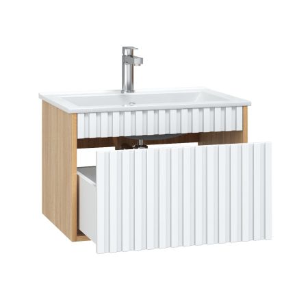 Тумба Onika Дайлер 60 подвесная белая/дуб сонома (ум. Бергамо Нова 60), артикул 106150