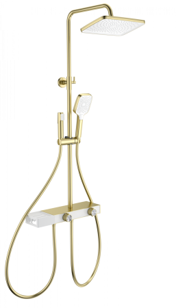 Душевая система с техническим душем WONZON & WOGHAND Shelf, Брашированное золото (WW-B4161-BG)