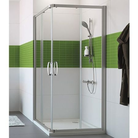 Душевой уголок Huppe Fracture 100х100 квадратный профиль Хром стекло прозрачное
