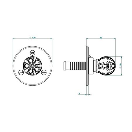 THG FLORE Переключатель встраиваемый, внешняя часть, цвет хром, артикул U5A-A02-48M2SB