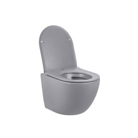 Унитаз подвесной Globo VT1-14SMG безободковый, цвет матовый серый, ультратонкое сиденье soft-close, артикул VT1-14SMG