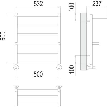 Полотенцесушитель водяной с полкой Terminus Анкона П6 50х60, артикул 4670078529954