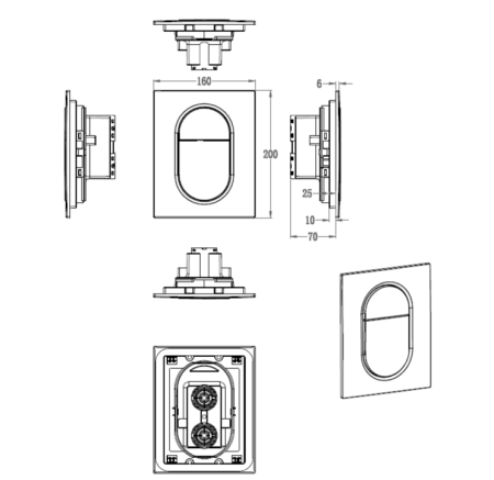 Кнопка смыва для инсталляции пневматическая WONZON & WOGHAND, Хром (WW-IB257-CR), артикул WW-IB257-CR