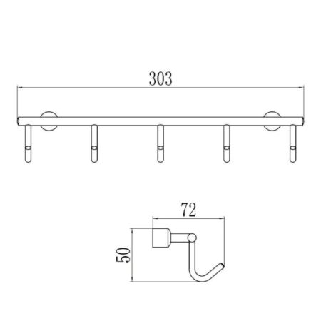 Планка с крючками Savol S-005255, хром, артикул S-005255