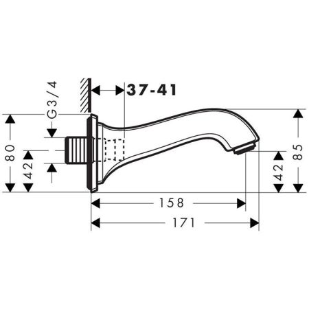 HG Metropol  Излив для ванны  159мм, цвет хром, артикул 13425000