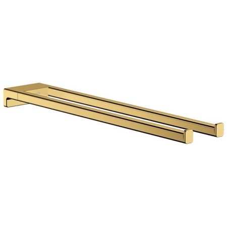 Полотенцедержатель, Hansgrohe, AddStoris, двойной, ширина, мм-445, глубина, мм-80, высота, мм-32, тип установки-настенный, материал-металл, материал держателя-пластик, цвет-полированное золото, артикул 41770990