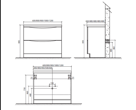 Мебель для ванной комнаты BELBAGNO ANCONA-N-600-2C-PIA, артикул ANCONA-N-600-2C-PIA-WO