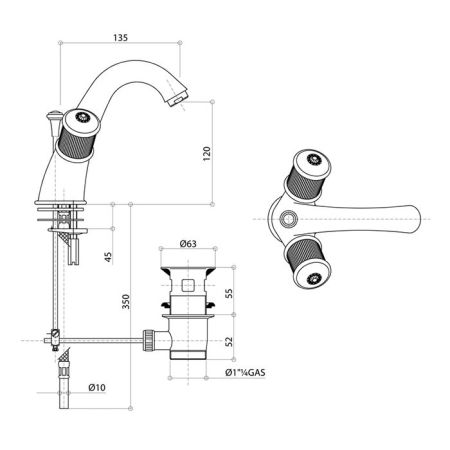 Bongio Impero Смеситель для раковины с донным клапаном, цвет хром/Blue and Red Swarovski, артикул 65521CR00