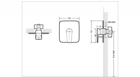 Смеситель для душа встраиваемый на 1 потока Bravat Source PB8173218CP-ENG, хром, артикул PB8173218CP-ENG