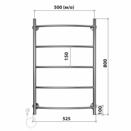 Полотенцесушитель электрический Stelmix 80x50 см, дуга, артикул 4670078543059