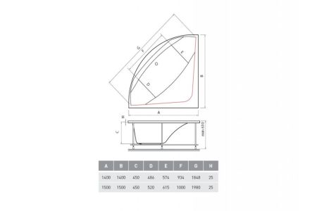 Ванна акриловая Vayer BOOMERANG Гл000010858, 140x140, артикул Гл000010858