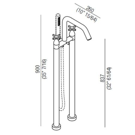 Agape Memory Смеситель для ванны, напольный, цвет: полированая латунь