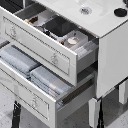 Тумба с раковиной Порто 80 Opadiris Белый/серебро, артикул 