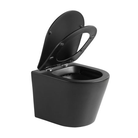 Унитаз подвесной Piatti VT1-11SMB, цвет черный матовый, ультратонкое soft-close сиденье, артикул VT1-11SMB