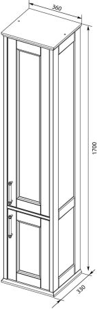 Пенал Aquanet Бостон 36 L белый матовый (ручки золото), артикул 00242219