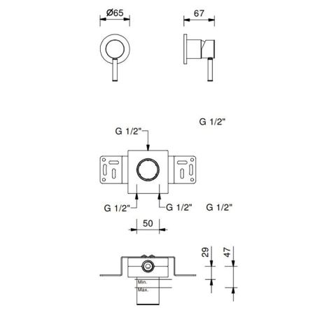 Fantini Nostromo Смеситель для душа, встраиваемый, на 1 источник, (наружняя часть), цвет Matt British Gold PVD