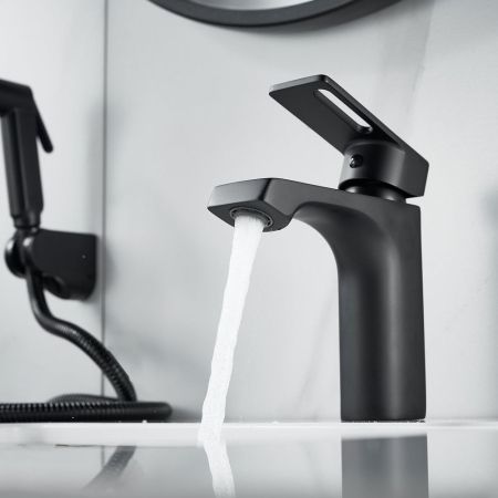 Смеситель для раковины с гигиеническим душем Raffine F171H, черный, артикул F171H