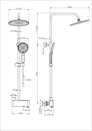 Душевая система с термостатом WONZON & WOGHAND MUSE Corno, Хром (WW-B3110-CR), артикул WW-B3110-CR