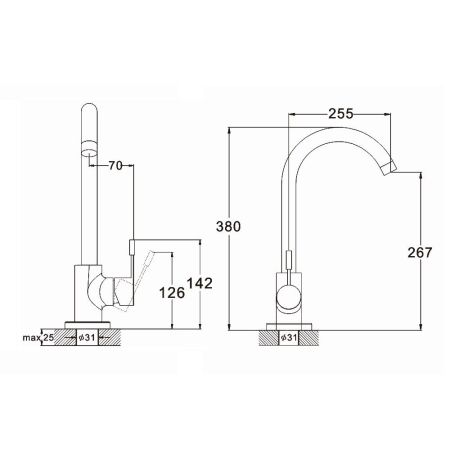Смеситель для кухни G.Lauf ZAP4-A090, нержавеющая сталь, артикул ZAP4-A090