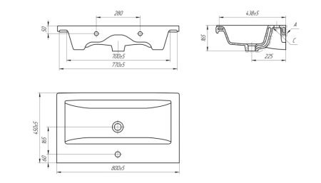 Раковина Cersanit Como S-UM-COM80/1, 80 см, артикул S-UM-COM80/1