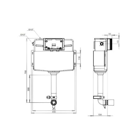 Бачок скрытого монтажа для приставного унитаза Maretti AC11PR4912, без клавиши, артикул AC11PR4912