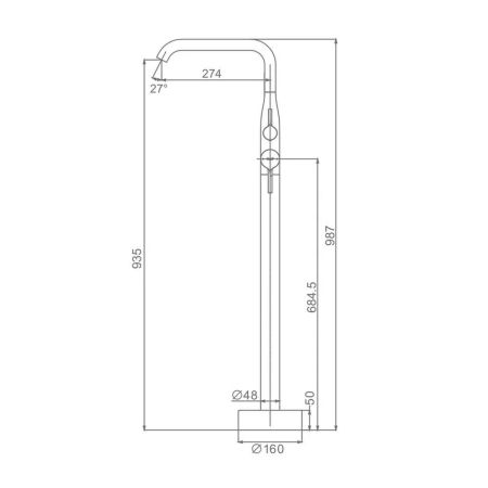 Смеситель для ванны напольный Raglo R20.33.09, графит