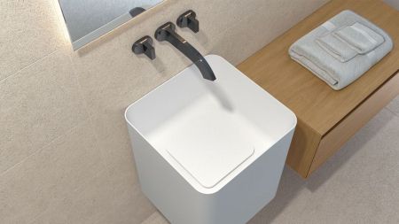 Zenon Aris, подвесная раковина квадратной формы, 42х42хh50 см, цвет белый матовый, артикул 4000.000.000.000.39673