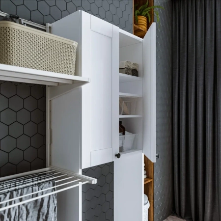 Шкаф над стиральной машинкой Бриклаер Хелена (рамочный) 64 см, белый, артикул 4627125416422