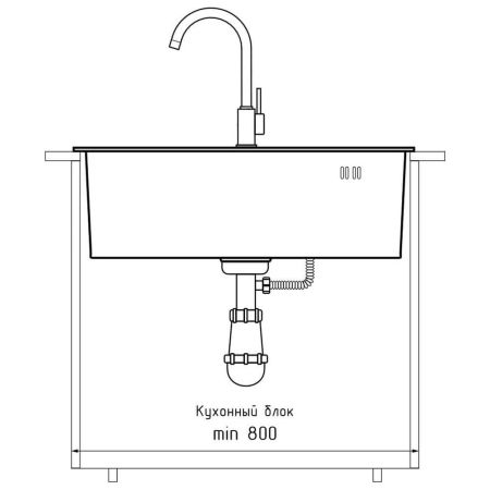Кухонная мойка GranFest 6545, графит, артикул 6545 PVD графит