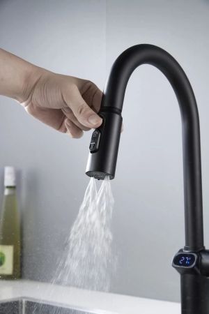 Смеситель для кухни с индикатором температуры Knotlor KN-100/BL, черный, артикул KN-100/BL