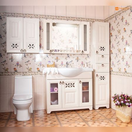 Зеркало с двумя шкафчиками и балюстрадой Бриклаер КАНТРИ 105SSB, бежевый дуб прованс, артикул КАНТРИ 105SSB