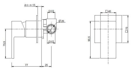 Встраиваемый однорычажный смеситель для душа CEZARES UNIKA-DIM