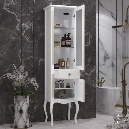 Пенал Лаура правый Opadiris Белый матовый с бежевой патиной, артикул 