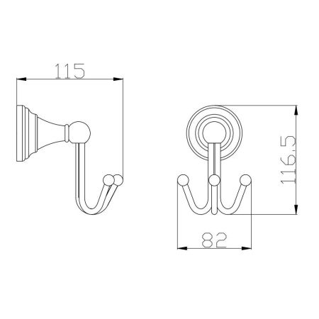 Крючок для ванной комнаты тройной Rav Slezak MORAVA MKA0105Z, золото, артикул MKA0105Z