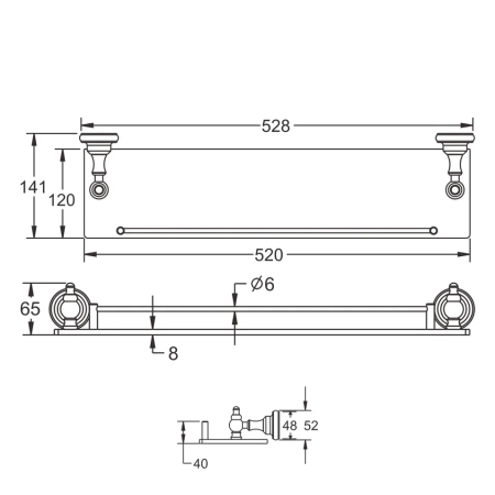 Полка стеклянная Rose RG1119Q, бронза, артикул RG1119Q