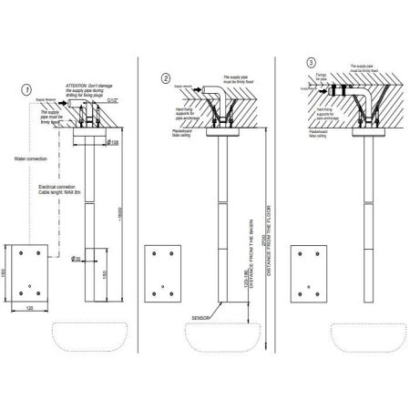 GESSI 316 FLESSA Смеситель для раковины, потолочный, электронный, внешняя часть, цвет Steel Brushed