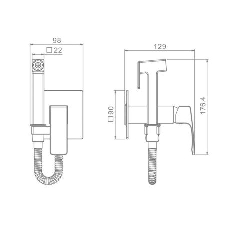 Гигиенический душ со смесителем встраиваемый Raglo R02.54, хром