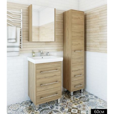 Зеркальный шкаф Sanflor Ларго 60 L Н0000000022 Швейцарский вяз, артикул Н0000000022