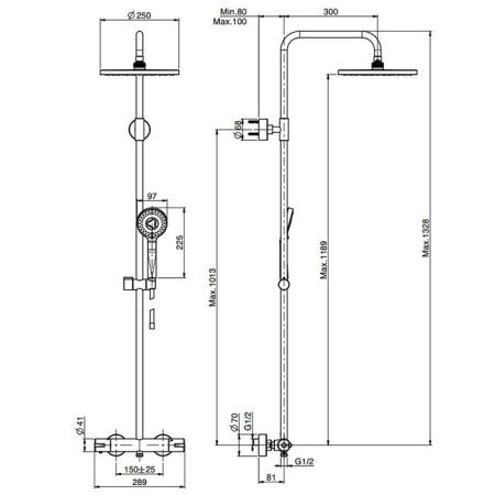 Fima Carlo Frattini Colonne doccia Душевая стойка, верхний душ 25см., с термостатическим смесителем, держателем и ручным душем, цвет: хром Fima Carlo Frattini Colonne doccia Душевая стойка, верхний душ 25см., с термостатическим смесителем, держателем и ручным душем, цвет: хром