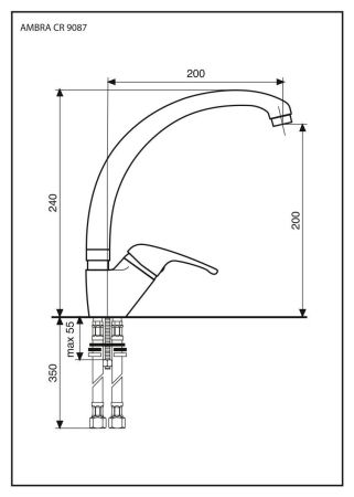 Смеситель Ambra для кухни, цвет хром, артикул 9087CR