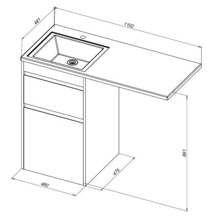 Тумба под раковину Aquanet Токио 48 дуб веллингтон (напольная 2 ящика), артикул 00333647