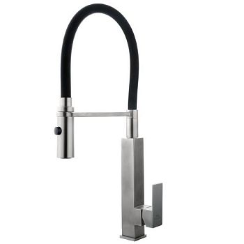 Смеситель для кухни с гибким изливом FASHUN A54102-7, сатин/черный