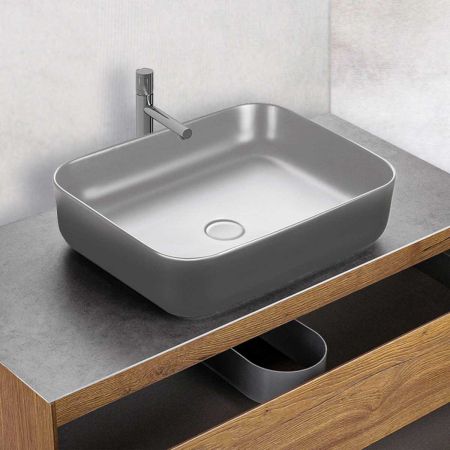 Раковина керамическая Vincea VBS-105MG, 500*410*130, накладная, цвет матовый серый, артикул VBS-105MG