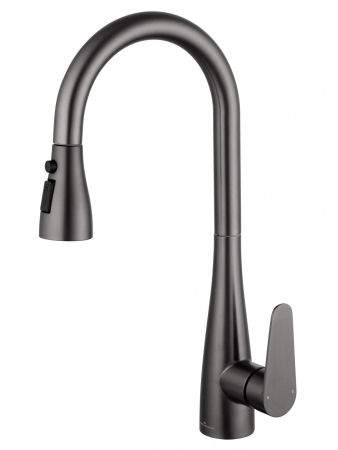 Смеситель для кухни с выдвижным изливом WONZON & WOGHAND, Темный графит (WW-121E201B-BGG), артикул WW-121E201B-BGG