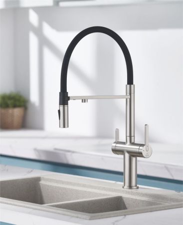 Смеситель для кухни с подключением фильтра для воды Rose R458L, сатин, артикул R458L