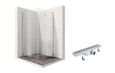 Душевой уголок Ambassador Nord 13011108-ST5, квадратный, линейный трап, 90х90, артикул 13011108-ST5