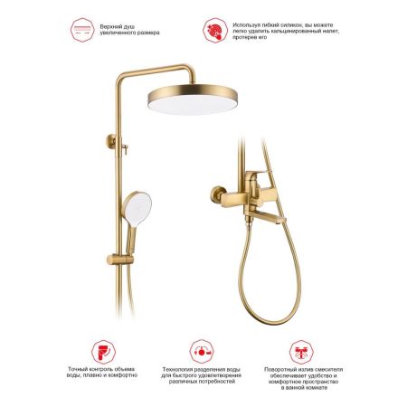 Душевая система Raglo R07.24.03, сатин золотой