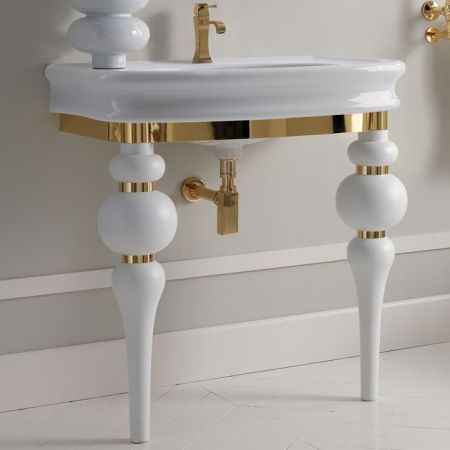 3SC  Консоль Via Veneto 70х52хh96см, с раковиной LA11 и сифоном, цвет: белый матовый/хром