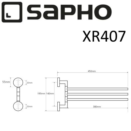 Полотенцедержатель X-ROUND, тройной, поворотный 450 мм, хром, Sapho, артикул XR407